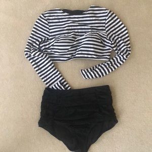 Cocoship 2 piece long sleeve rash guard swim suit